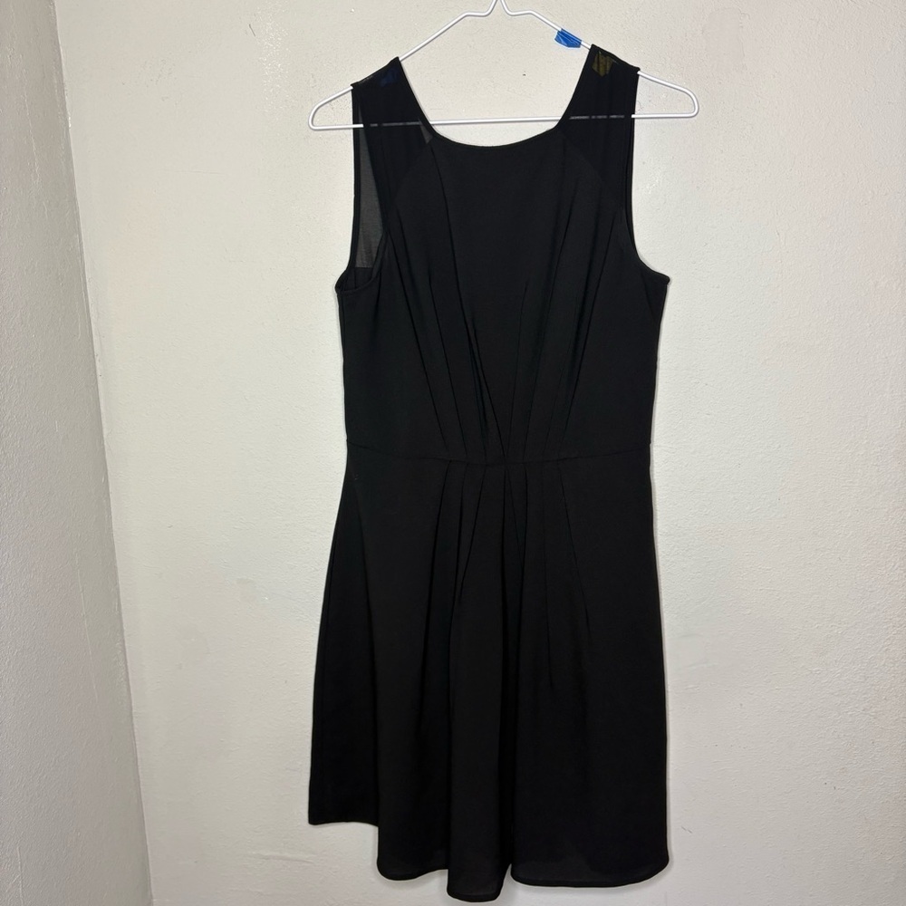 Meadow Rue Gathered Front Elegant Black Sleeveless Dress Medium